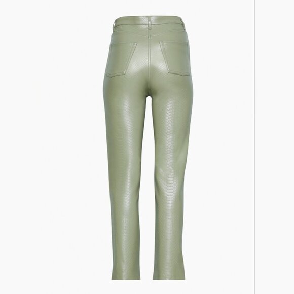 Aritzia Wilfred THE MELINA PANTS Python-embossed Vegan Leather Straight Leg Sage - Picture 4 of 9